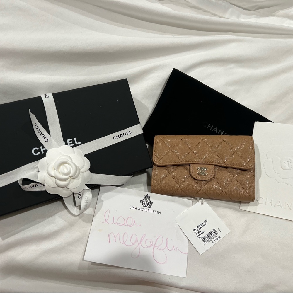 BELOW RETAIL Chanel caviar dark beige medium wallet